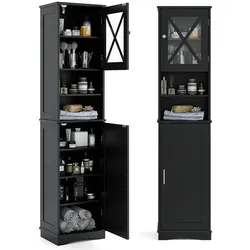 Helloshop26 - 170,5 cm hoher Badezimmerschrank mit verstellbaren Einlegeböden kompaktes modernes Design in Schwarz 20_0010279