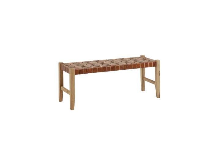 Handgefertigte, massive Leder Sitzbank „Calixta“ Teak Braun, Natural Kave Home