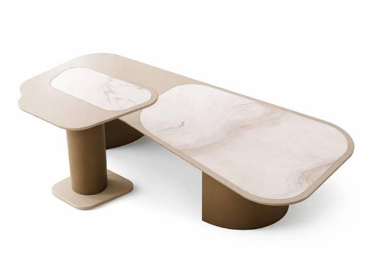JVmoebel Couchtisch Wohnzimmer Set Moderner Stil Beigefarbene Minimalistisches Design, Made in Europa
