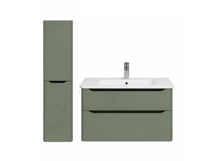 Meuble vasque suspendu VITRA Sento Round 80cm Vert mat + Colonne version gauche