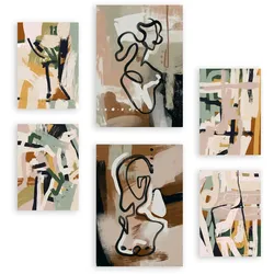 POSTER Set Mit 6 Extravagante Formen In Weibliche Zusammenfassung A3 & A4 Rahmenlos