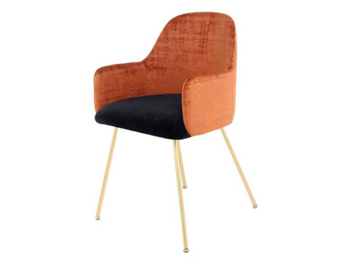 Chaise Déco en Velours  Richard  85cm Marron & Noir