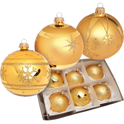 Weihnachtsbaumkugel OTTO HOME "Glaskugelsortiment", gold, Ø:8cm, Glas, Pappe, Weihnachtsbaumkugeln