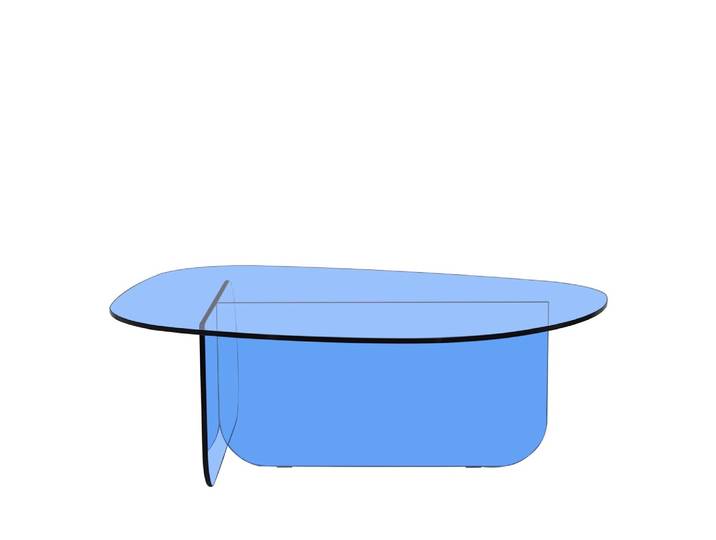 Table basse organique en verre l100cm - bleu