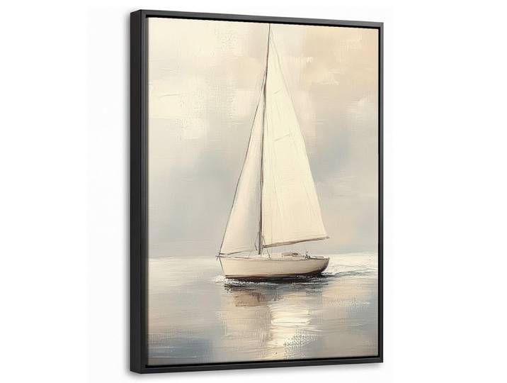 MuchoWow Leinwand Bilder mit Rahmen - Segelschiff - Meer - Bewölkt - 30x40, Creme, Rechteckig, 30x40 cm, gerahmt, Bilder & Rahmen, Bilder, Leinwandbilder