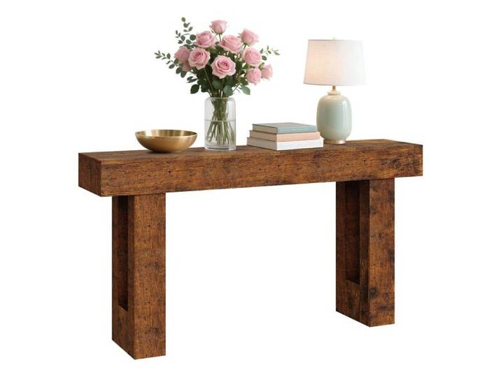 Console en bois rustique - LUNSY - 160x35x85 cm - Marron - Polyvalente - Style campagnard - Gain de place