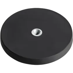 Gummierte Magnete mit Innengewinde schwarz  | 66 mm, Neodym, Gummi, Stahl