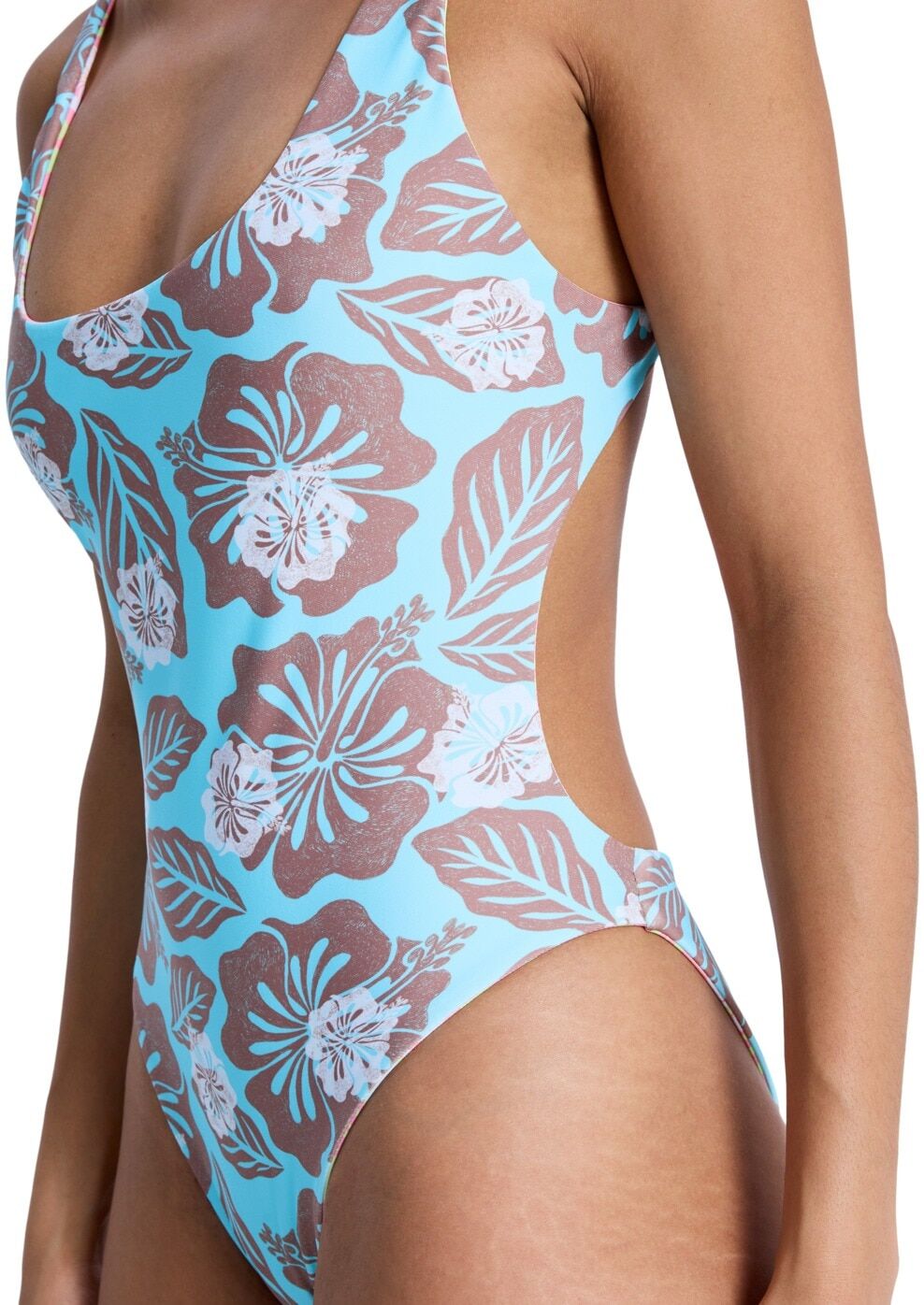 Badeanzug ROXY "Hibiscus Hype One-Piece", Damen, Gr. L, bunt (daiquiri grün hibscus hype), Recycling-Polyester, Badeanzüge Badeanzug