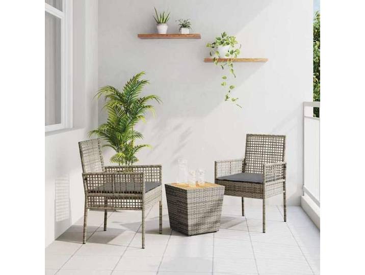 NEW 2026  Set de Table Bistro - lot de 3 - pour Balcon Terrasse -Gris polyrotin 41.5x41.5x43 cm S315