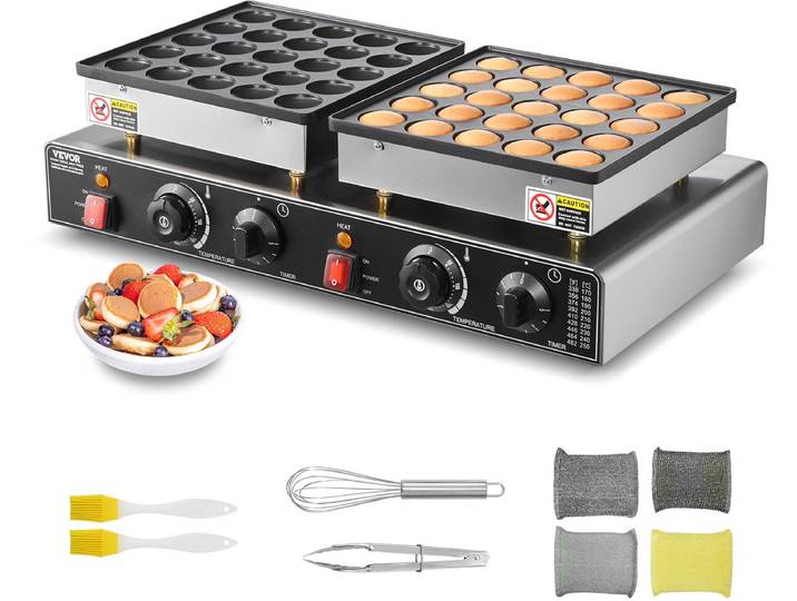 VEVOR Mini Dutch Pancake Maker Commerciële Dorayaki Baker 1800W 50 stuks