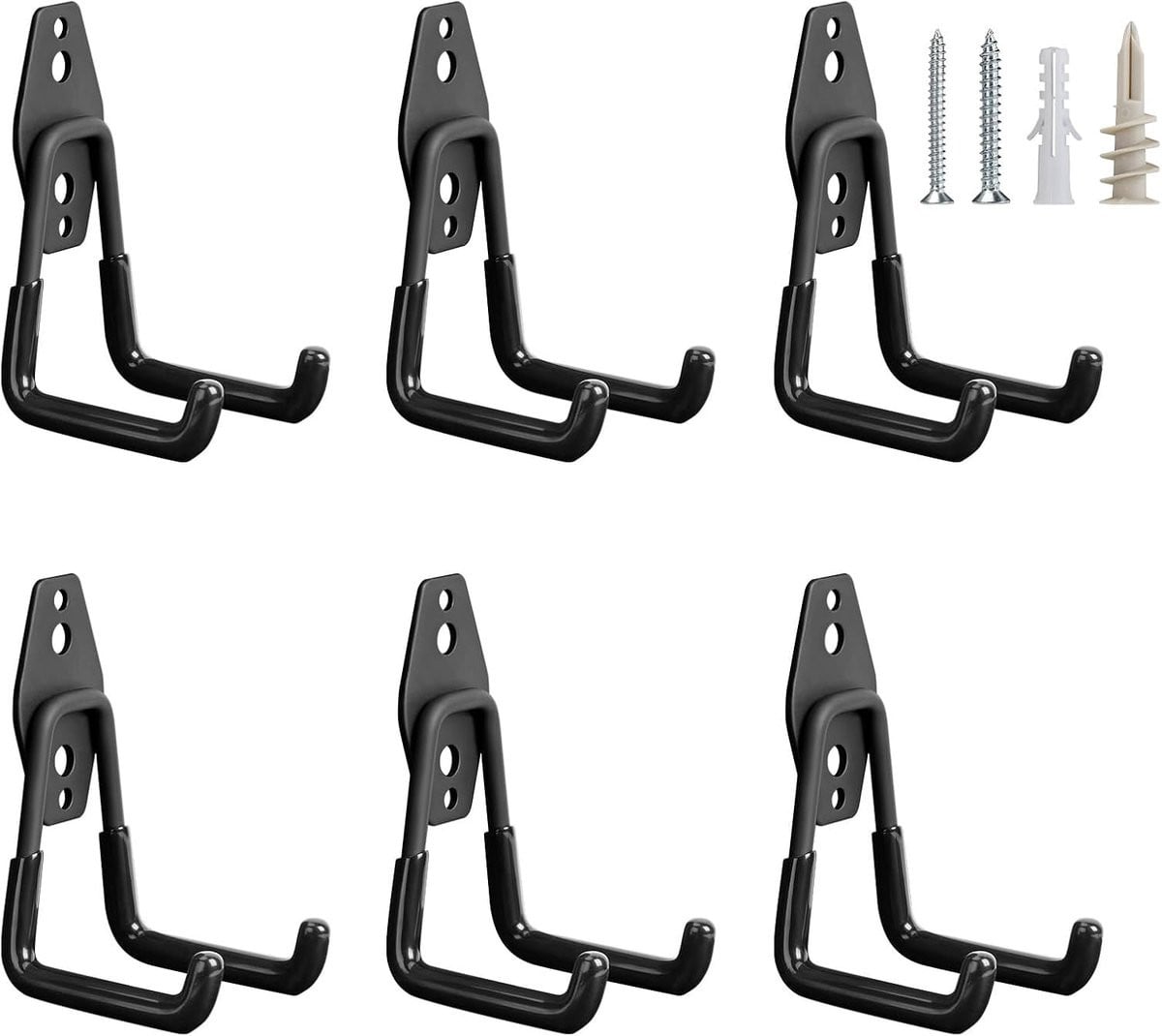 U-vorm Garagehaken met 2 Opbergriemen voor Slatwall - Accessoires voor Skiuitrusting, Tuingereedschap en Bezem