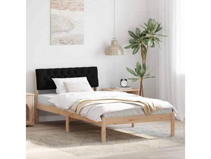 Massivholz Kiefer wandmontiertes Kopfteil Plattform Bettrahmen Braun 100 x Bettgestell Braun Schwarz 100x200 cm Massivholz Kiefer mit Wandkopfteil und Lattenrost, Stabiler Holzbettrahmen fuer