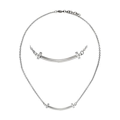 Collier JOBO "Kette mir Anhänger", edelstahlfarben, Halsketten, Damen, Edelstahl, L: 45, Collier, Edelstahl mit Zirkonia 45 cm