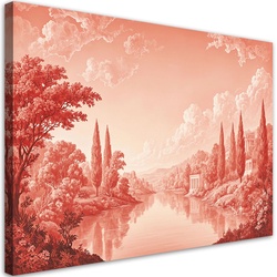 WANDBILD roter see landschaft