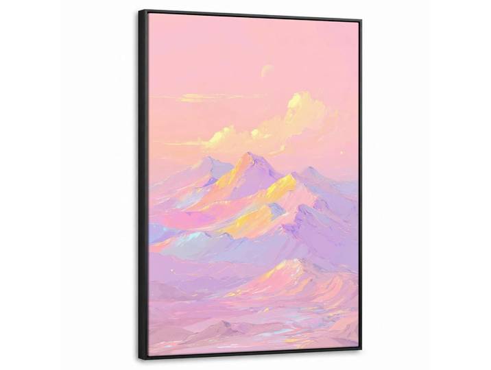 MuchoWow Leinwand Bilder mit Rahmen - Berggipfel - Wolken - Verträumt - 60x90, Hellrosa, Rechteckig, 60x90 cm, gerahmt, Bilder & Rahmen, Bilder, Leinwandbilder