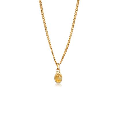 Silberkette ELLI PREMIUM "Halskette Citrine Oval Cabochon Klassik 925 Silber" Gr. 40, gold, Halsketten, Damen, mit Stein, Silber 925 (Sterlingsilber), Silberkette