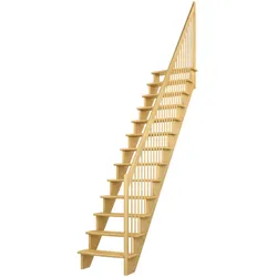 DOLLE Raumspartreppe Wangentreppe Lyon, 75 cm, Geradelaufend,Holzgeländer rechts,Kiefer,unbehandelt
