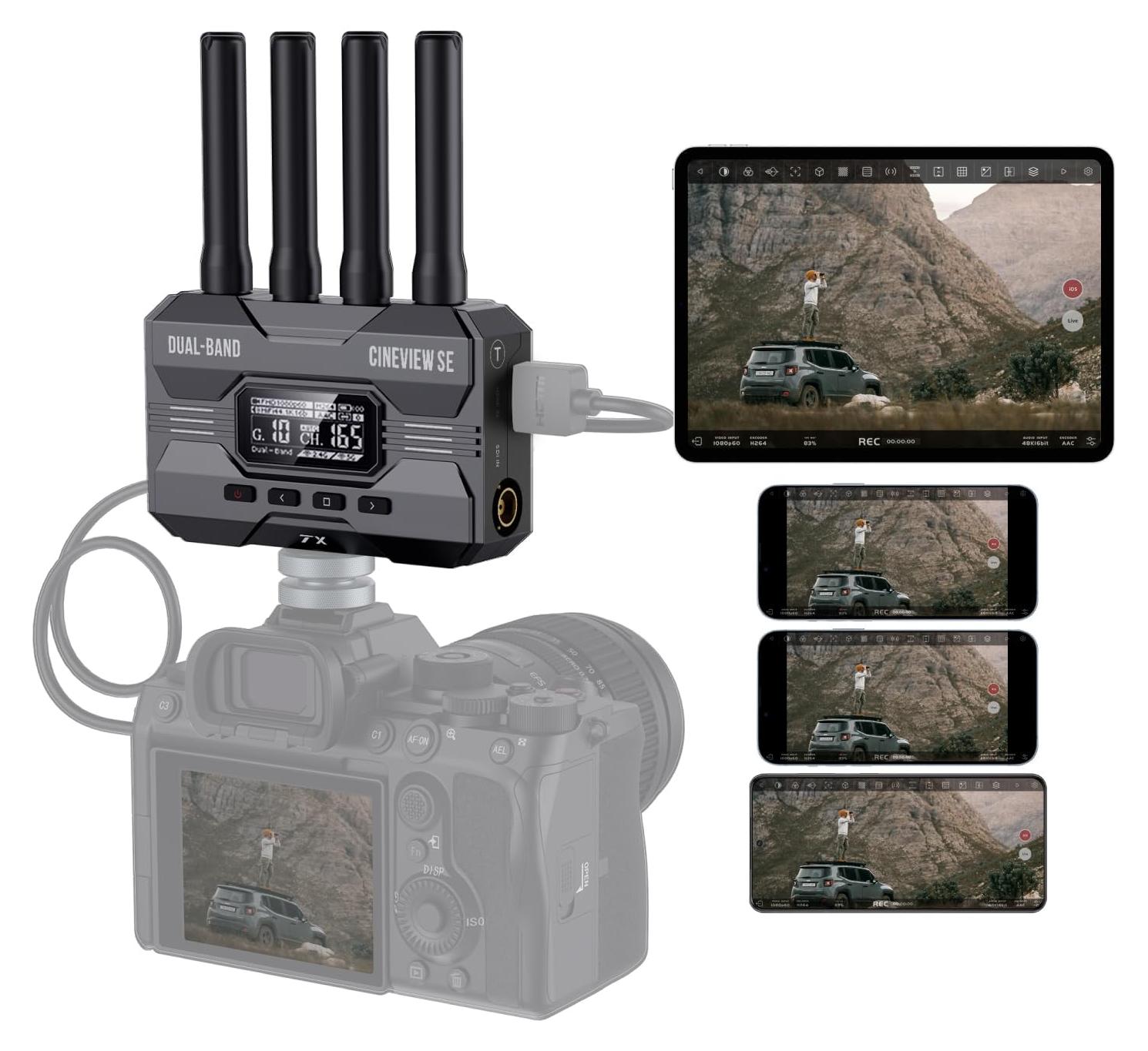 Funkvideosender Videosender HDMI SDI - 1080p - Reichweite 350 m - Für 4 Geräte