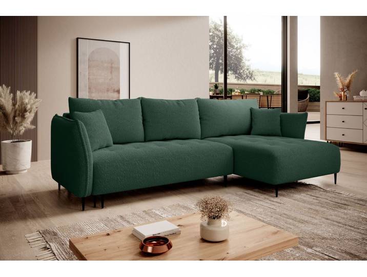 Ecksofa BARI mit Schlaffunktion und Bettkasten, Breite 276 cm , Catch me 12, Ottomane: rechts