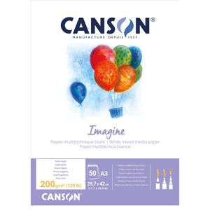Canson Zeichenblock Imagine C200006007, A3, 200 g/m², weiß, geleimt, 50 Blatt