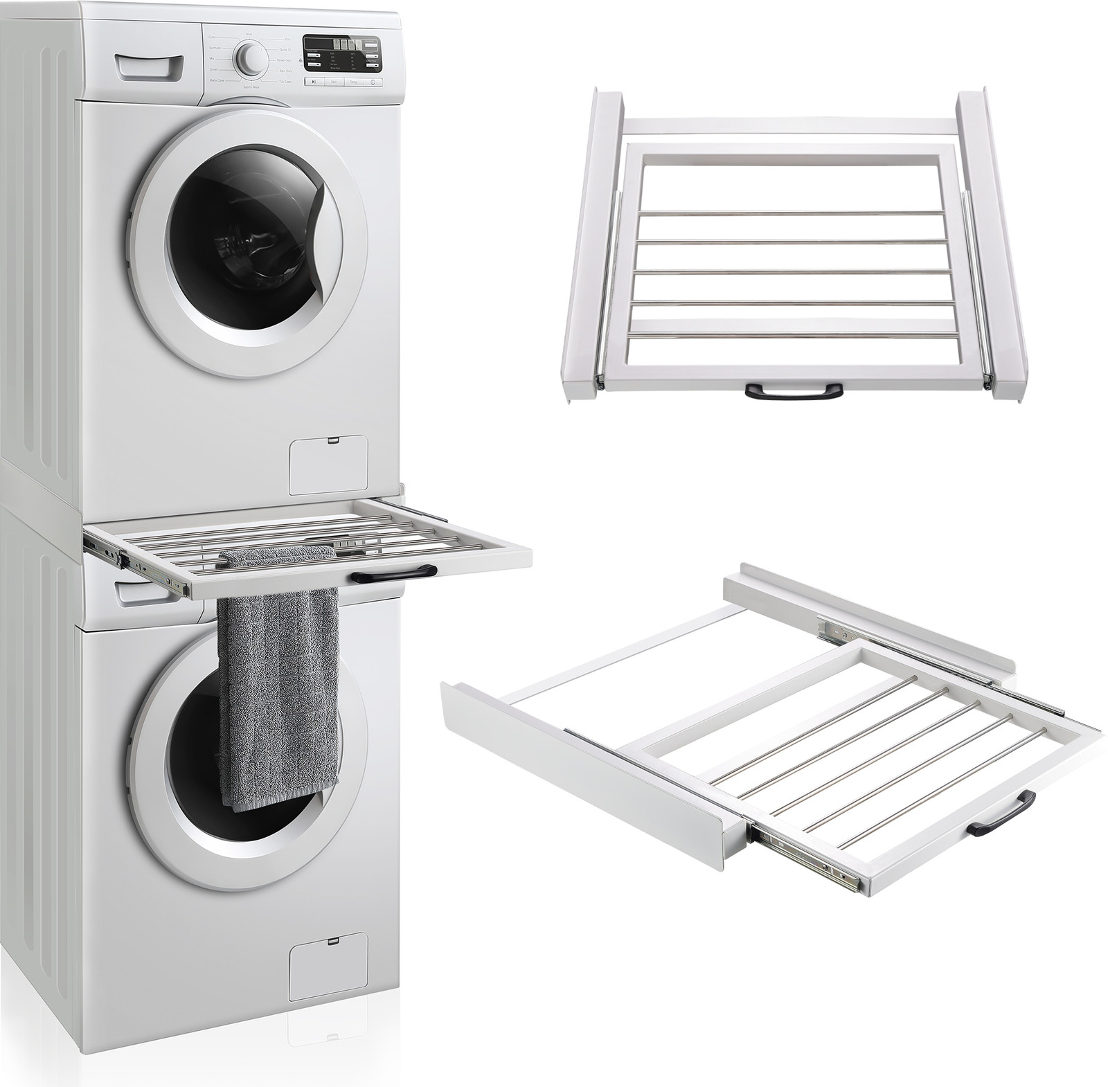 en.casa Verbindingsframe voor wasmachine en droger met handdoekhouder
