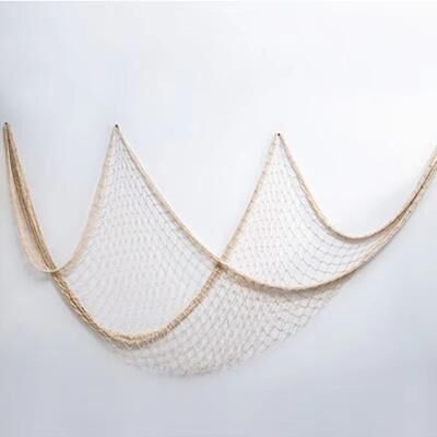 Inspired Finds Mediterranean Nautical Fishing Net Wall Hanging Decor : Natural Beige Cotton Net