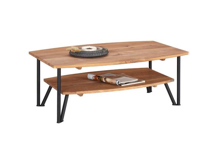 Linea Natura Couchtisch, Eichefarben, Holz, Wildeiche, massiv, bootsförmig, 70x43x110 cm, Wohnzimmer, Wohnzimmertische, Couchtische, Couchtische rund