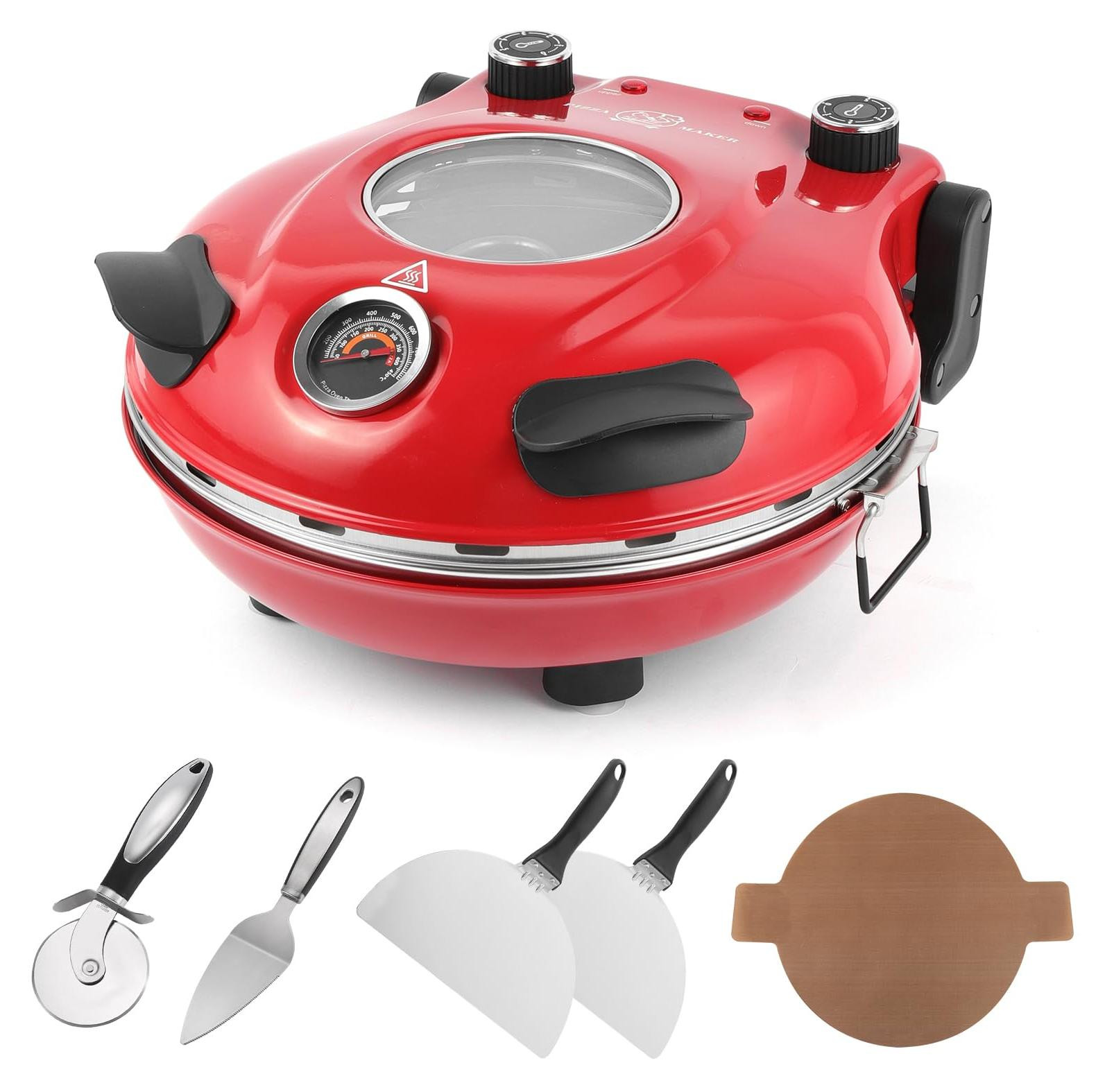 Selius Elektrische Pizzaoven Rood - 1200 Watt - 3 Liter