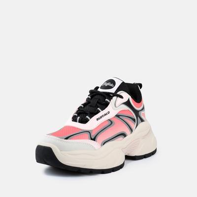 Plateausneaker BUFFALO "CLAW", Damen, Gr. 36, rosa (weiß, rosa, schwarz), Nubuklederimitat, Textil, Schuhe Plateausneaker, Chunky-Sneaker, Freizeitschuh in cooler Streetwear-Optik