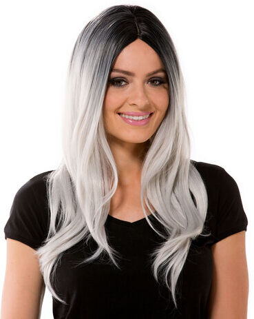 Langhaarperücke "Grey Lady", grau/schwarz