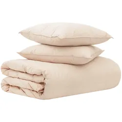 vidaXL, Bettwäsche, Bettwäsche-Set 2 stk. 260 x 220 cm Für alle Jahreszeiten Beige (Bettwäsche Set, 260 x 220 cm)