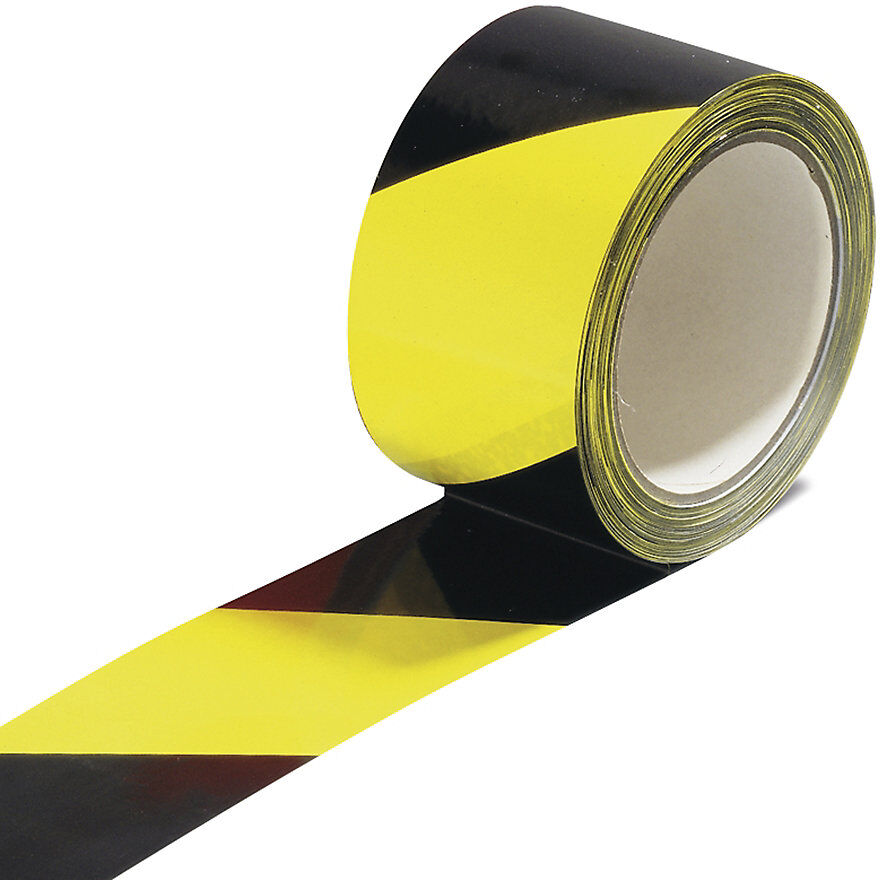 Selbstklebendes Warn- und Markierungsband, Farbe Gelb / Schwarz, VE 2 Rollen Moravia