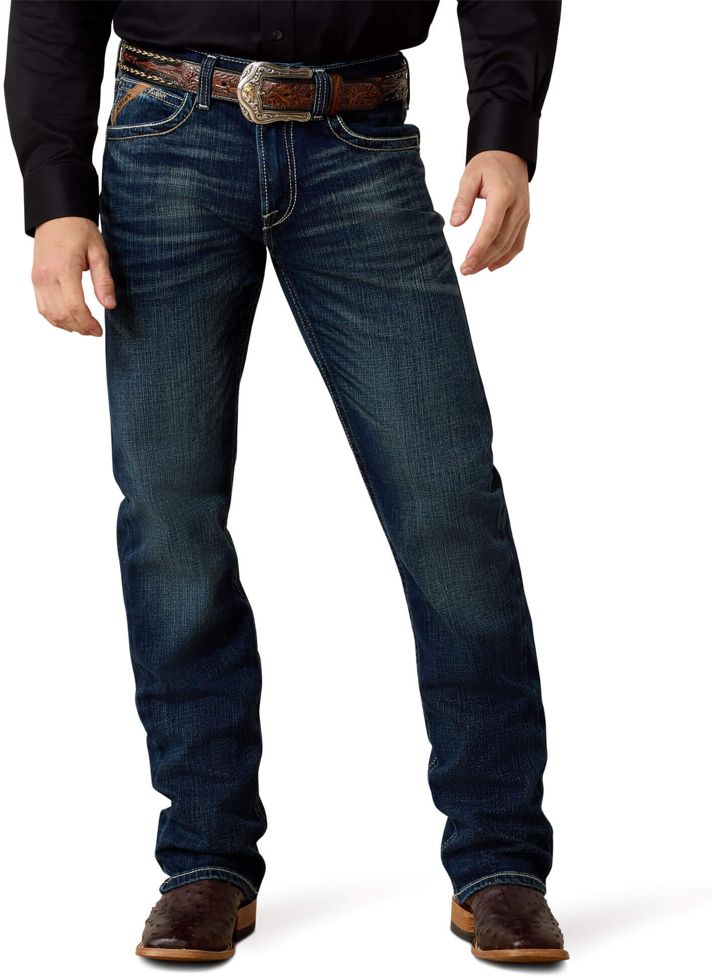 Men's M4 Low Rise Stretch Adkins Boot Cut Jeans in Turnout, Size: 30 X 38 by Ariat