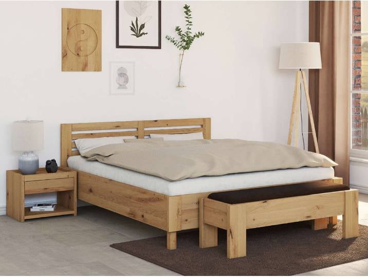 Bett „Moritz“ aus Wildeiche Hell 180 x 200 cm Massivholz Wildeiche Hell