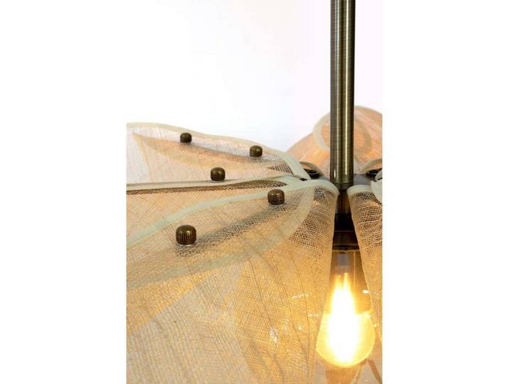 Suspension Styrka, Ø 63 cm, laiton/beige - Markslöjd - Salon / séjour - Tissu / textile - À ampoule unique
