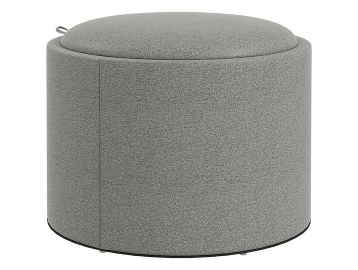 Pouf coffre rond gris effet lin Ø56 x 42 cm