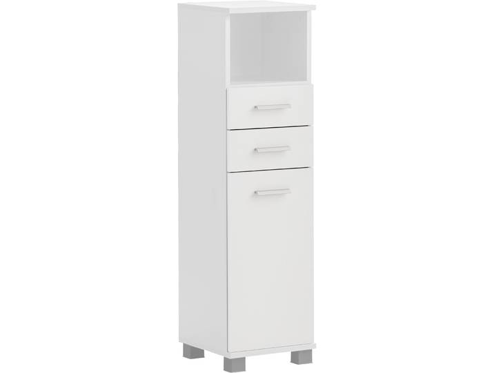 Midischrank WELLTIME Palermo, Breite 30 cm , weiss (mattweiß), B:30,3cm H:110,5cm T:32,6cm, FSC-zertifizierter Holzwerkstoff, Schränke, Midischrank, Wechselbarer Türanschlag, Metallbeschläge