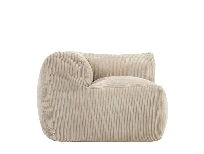 Pouf fauteuil d'angle modulable en velours côtelé beige