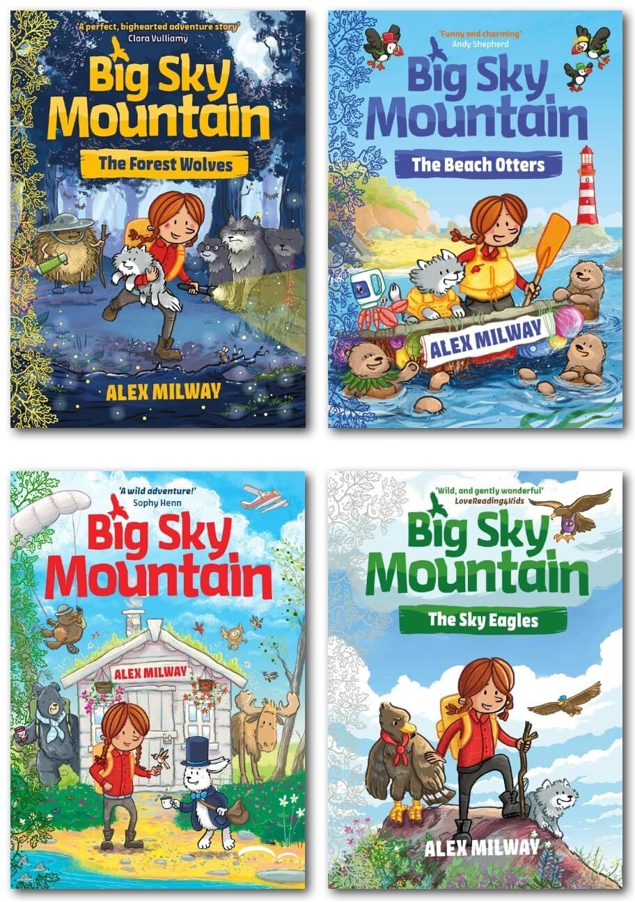 Piccadilly Press Big Sky Mountain Series 4 Books Collection Set by Alex Milway (Big Sky Mountain, The Forest Wolves, The Beach Otters, The Sky Eagles)