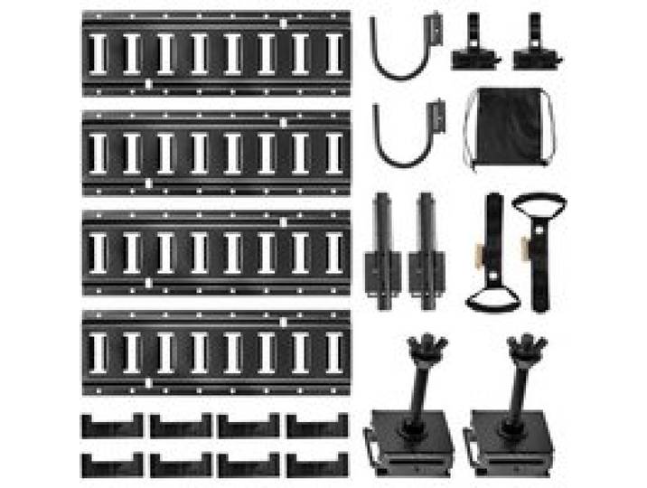 VEVOR E-Track-Zurrschienen-Set, 4er-Pack 0,4 m, inkl. 2 U-förmige Haken, 2 Werkzeughalter, 2 Schienenregalhalterungen, 2 Reifenhalter, 2 Kabelaufbewahrungsringe, 8 Endkappen und 1 Tasche