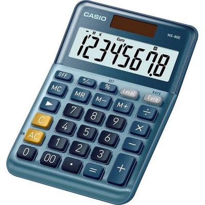 Casio MS-80E Tischrechner Blau Display (Stellen): 8 solarbetrieben (L x B) 101 mm x 149 mm