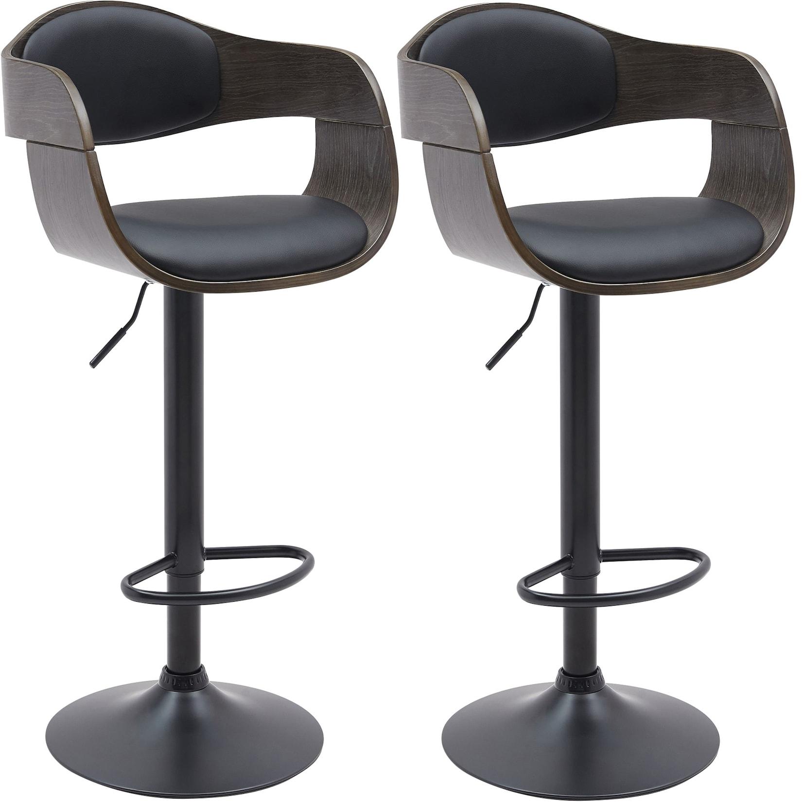 CLP 2er Set Barhocker Kingston B Kunstleder - Farbe: schwarz/grau, Material: Kunstleder