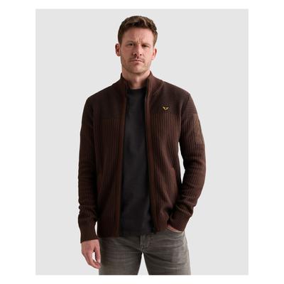Cardigan PME LEGEND, Herren, Gr. L, braun (cappuccino), Strick, Obermaterial: 100% Baumwolle, unifarben, regular fit hüftlang, Rundhals, Rippstrickbündchen, Strickjacken, mit markanter Struktur, Baumwolle, Regular Fit
