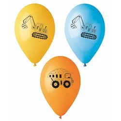 Papstar 72 Luftballons Ø 29 cm farbig sortiert `Construction Vehicles` Baustelle