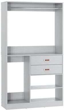 Rackcog Navada 40''W Large Closet Organizer with Hanging Rod, Freestanding Closet System Wardrobe with Wood Drawers