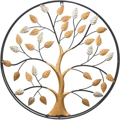 Wanddekoobjekt "Wanddekoration", gold (goldfarben), T:5cm Ø:66cm, Metall, HOFMANN LIVING AND MORE, Wanddekoobjekte, Baum aus Metall, mit Rahmen