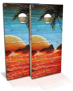 Skip's Garage Ocean Sun Outdoor Cornhole Board Set