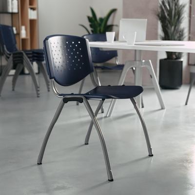 Flash Furniture 880 lb. Capacity Plastic Stack Chair with Powder Coated Frame