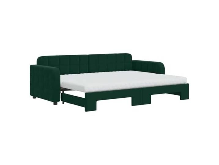 Ausziehbares Schlafsofa mit 2 Schaumstoffmatratzen, Dunkelgrün, 80 x 200 cm 2 in 1, Ausziehbett, 2 Schaumstoffmatratzen, Velours 100% Polyester, Gestell aus Holz und Metall, Lattenrost aus Sperrholz