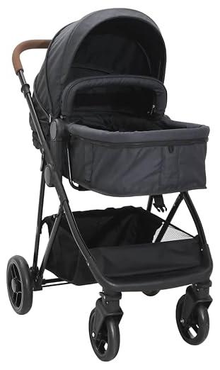 2-in-1 wagen Buggy Anthrazit Schwarz Stahlrahmen Klappbar